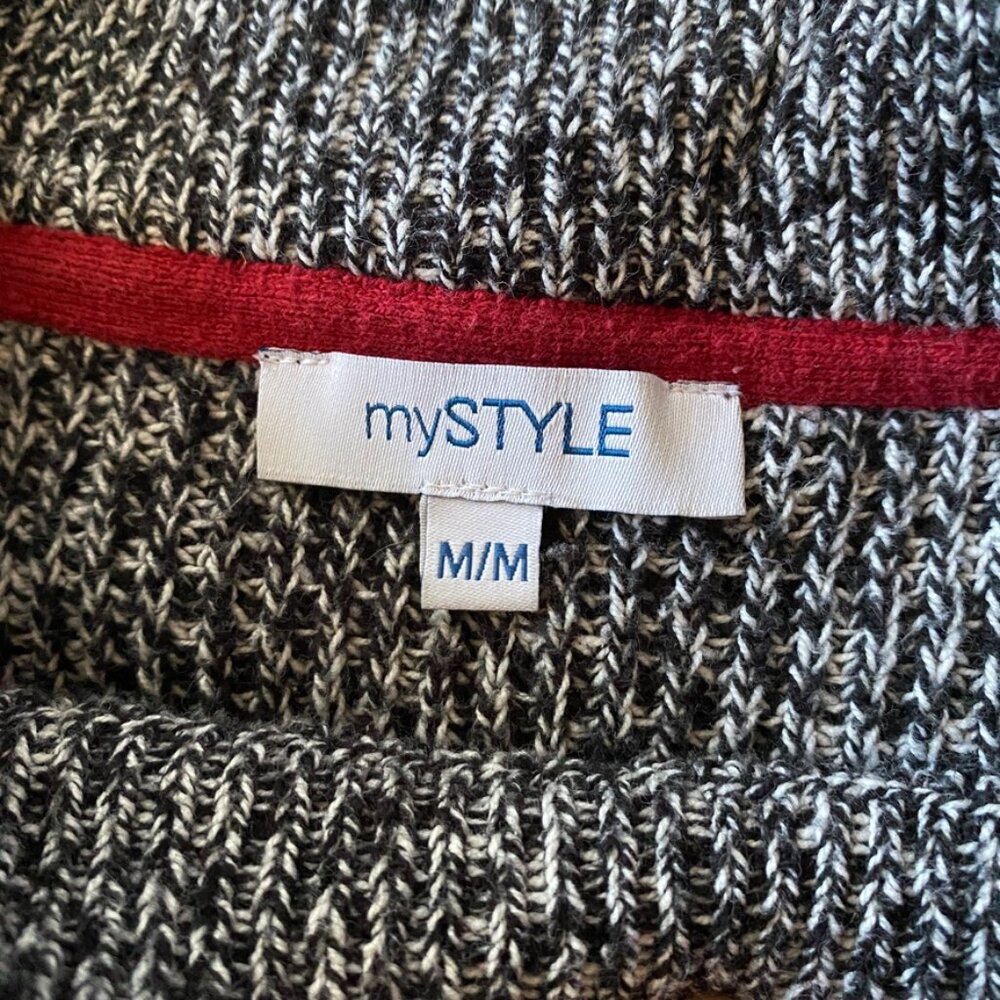 Chunky Black/White Speckled Pullover | Kodiak-Style Cuff Sweater | Relaxed Fit - Picture 8 of 13